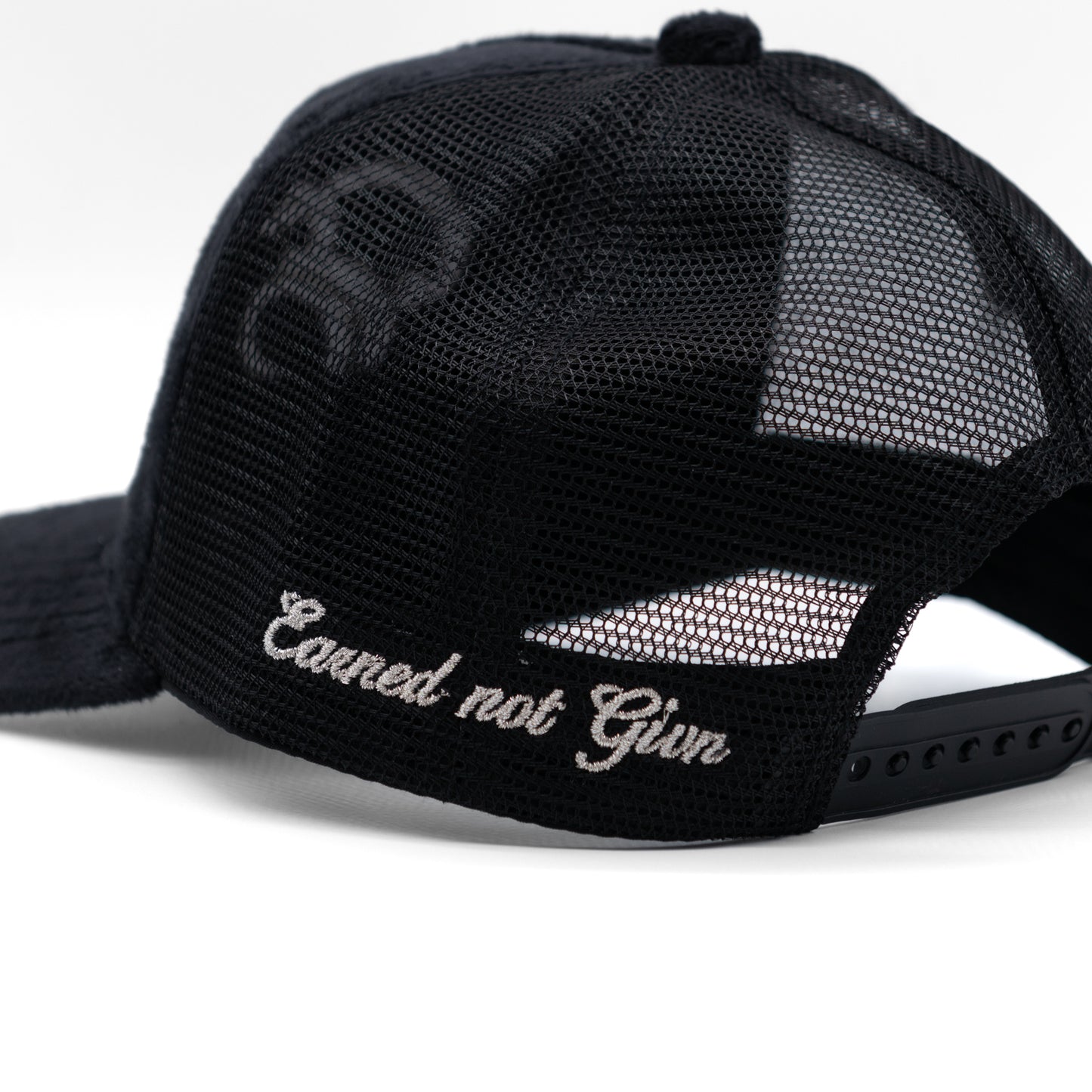 Black Fur Trucker w/ Silver Outline