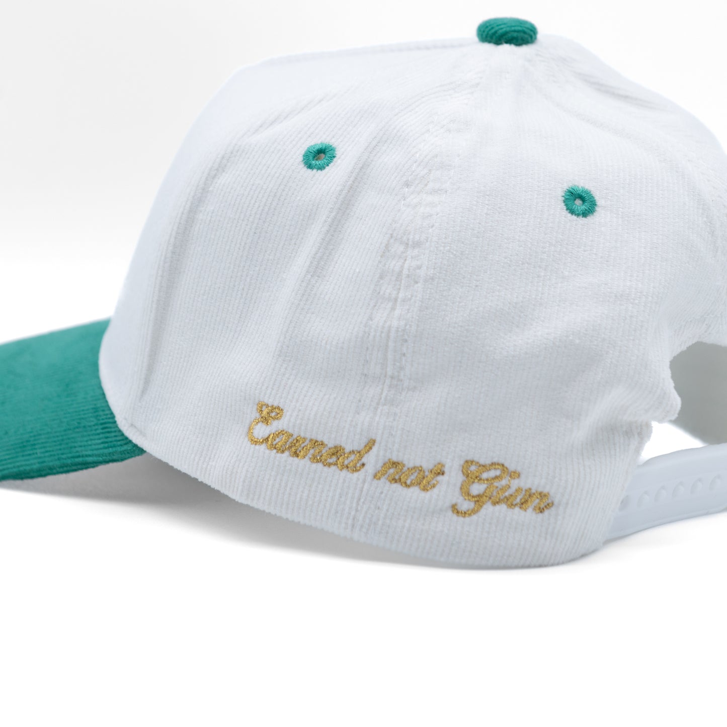 Corduroy White and Green w/ Gold Outline